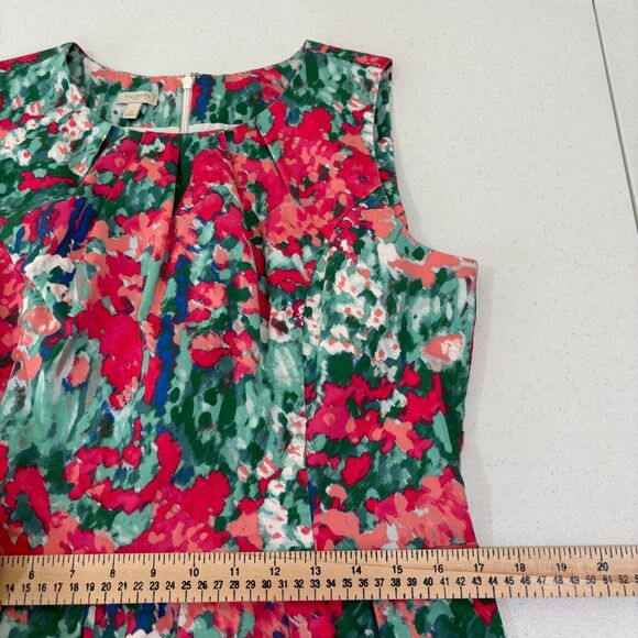 Talbots Watercolor Abstract Dress Size 14 Pink Green Multi A-line Sleeveless - Picture 9 of 10